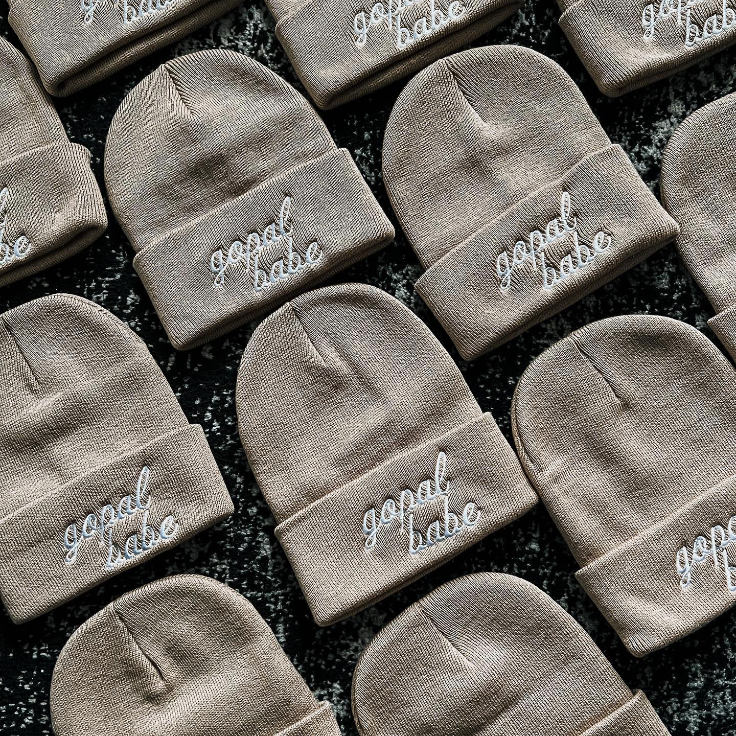 Gospel babe embroidered tan beanies