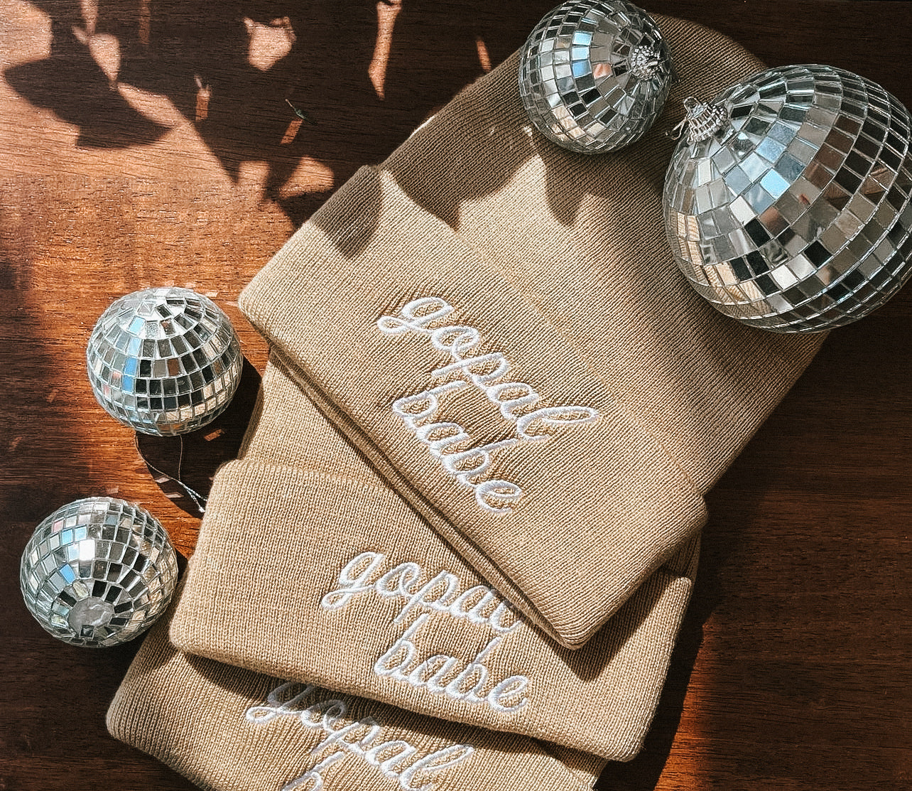 Gospel babe embroidered tan beanies
