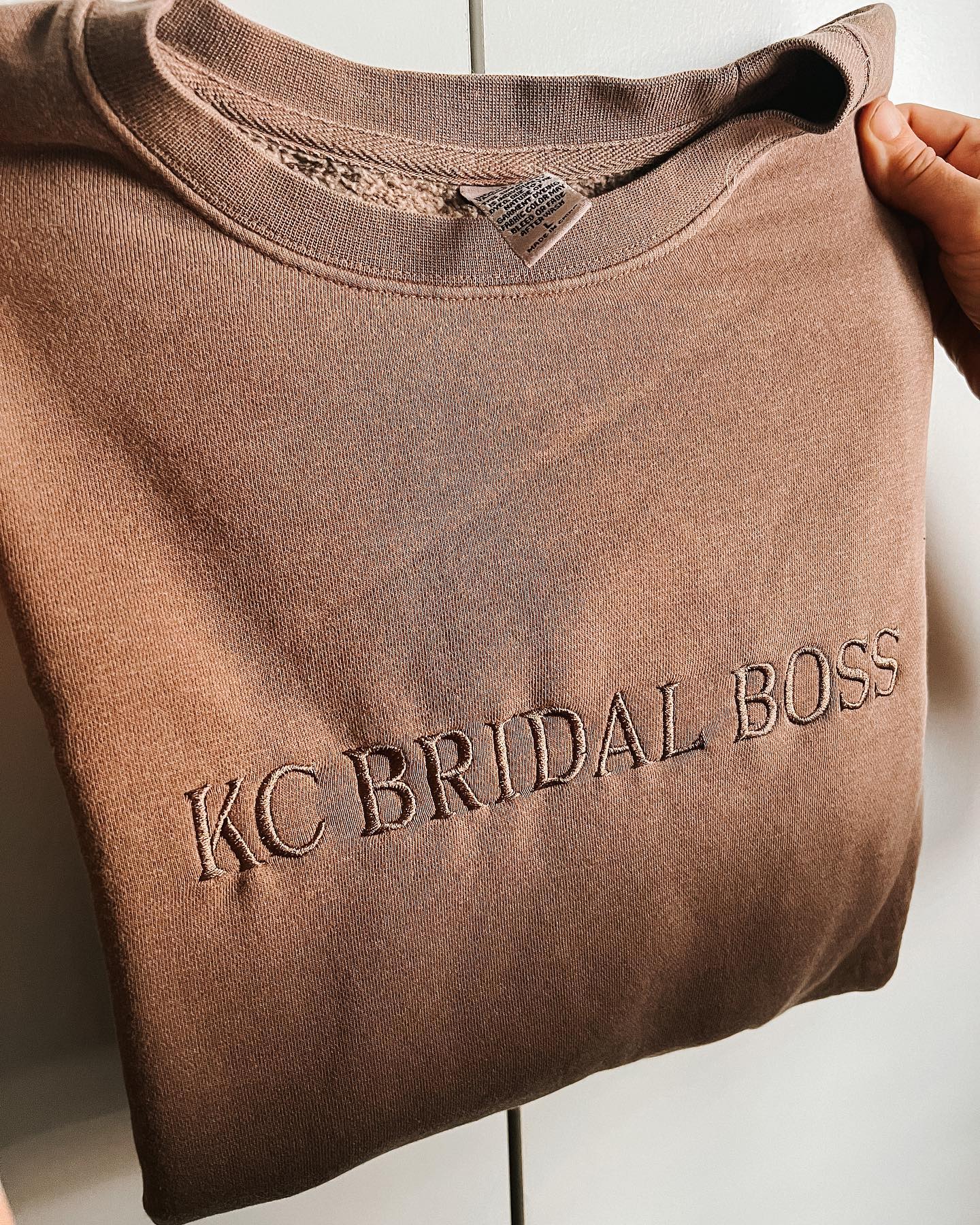 KC Bridal Boss brown embroidered sweatshirt
